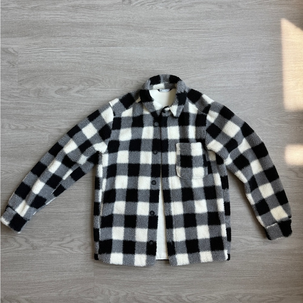 Zara Checkered Sherpa